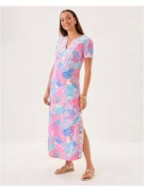 Lilly Pulitzer Ariella Linen Maxi Dress, NWT, size 14, Multi Roar of the Seas